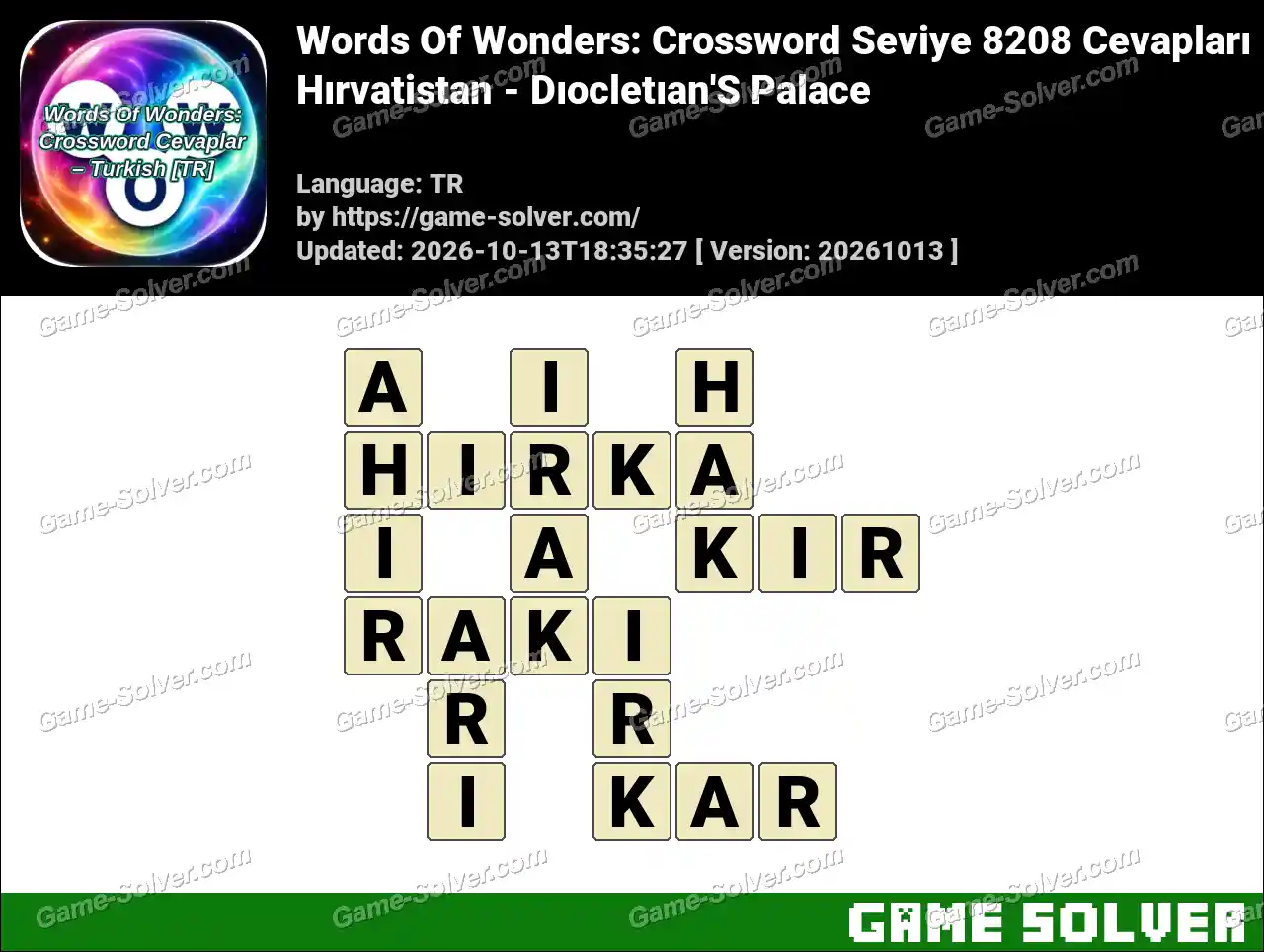 Words Of Wonders: Crossword Seviye 8208 Cevapları – Hırvatistan – Dıocletıan’S Palace